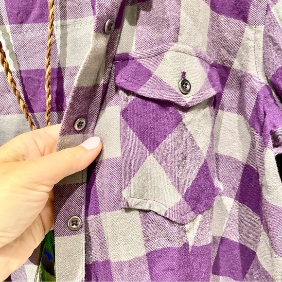 Wearable ART Enchanting MOON back detailing purple buffalo flannel shirt/shacket - Picture 13 of 16